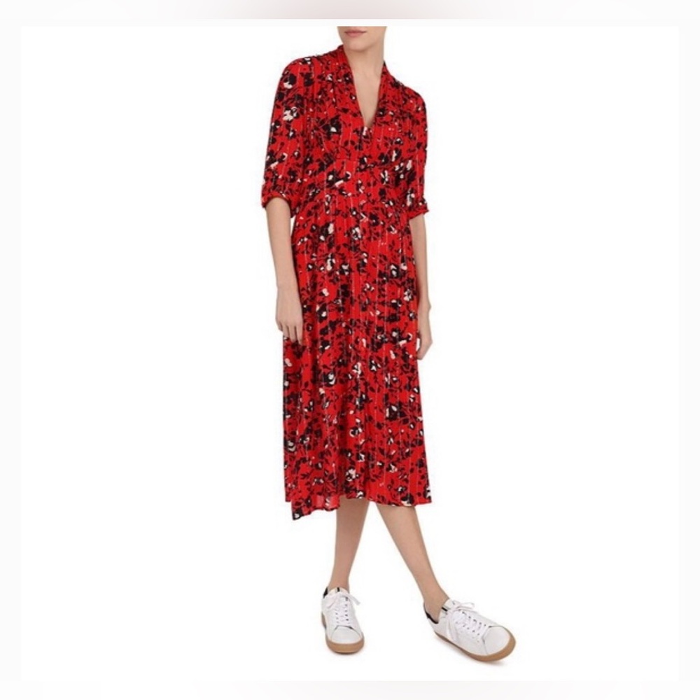 ba&sh Elfe Midi Dress rouge dress size medium size 2 style 1E19ELFE designer - Picture 2 of 10